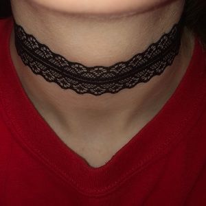 A black lace choker